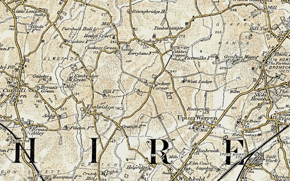 Old map of Cooksey Corner in 1901-1902