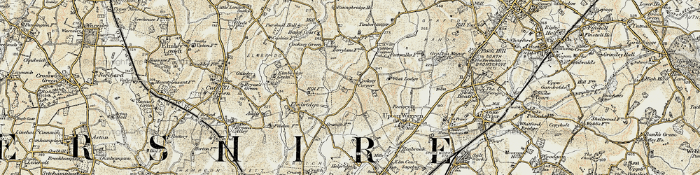 Old map of Cooksey Corner in 1901-1902