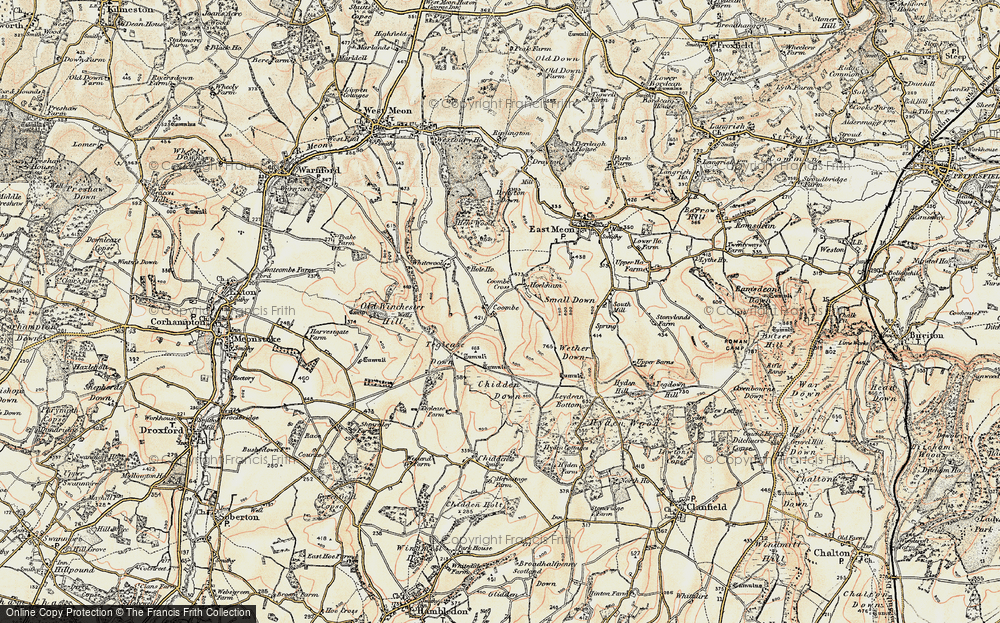 Old Map of Historic Map covering Old Winchester Hill in 1897-1900