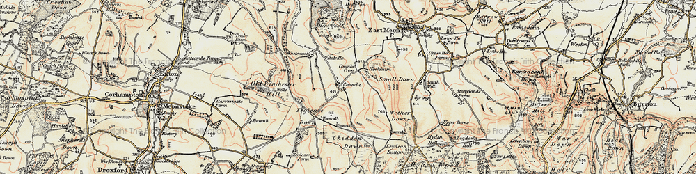 Old map of Coombe in 1897-1900