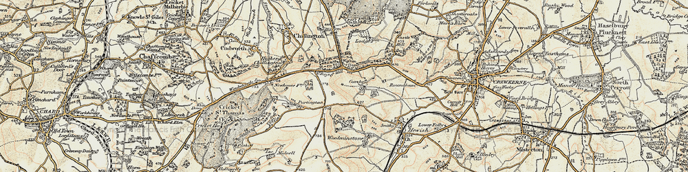 Old map of Coombe in 1898-1899