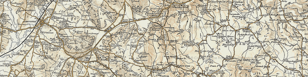 Old map of Coombe in 1898-1899