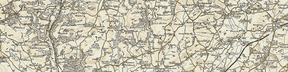 Old map of Coombe in 1898-1900