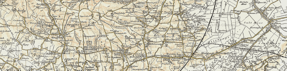 Old map of Coombe in 1898-1900