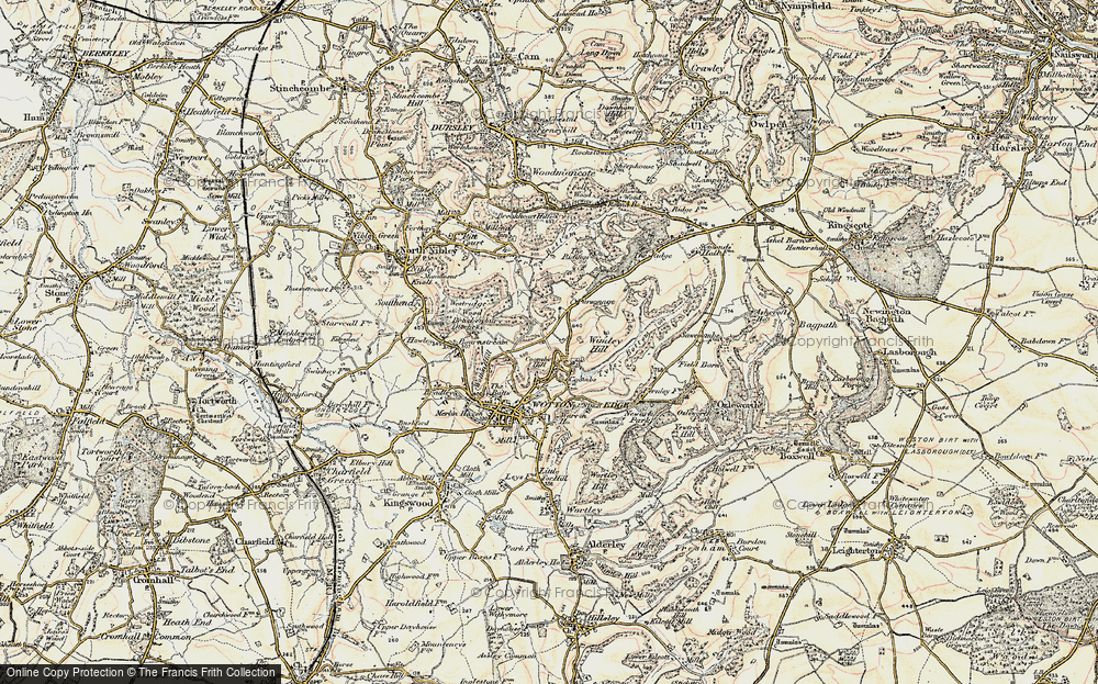 Old Map of Historic Map covering Wimley Hill in 1898-1900