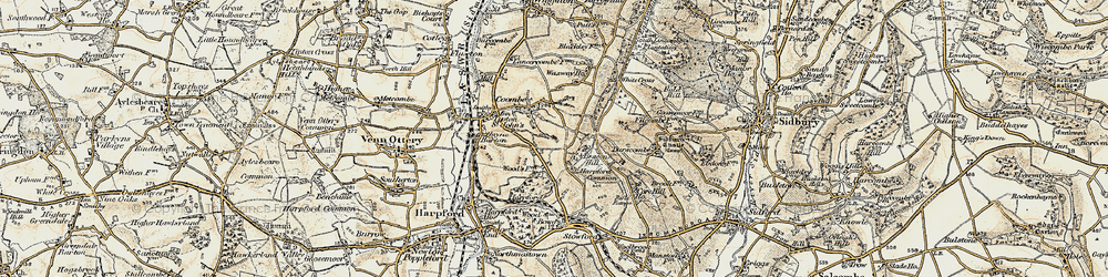 Old map of Coombe in 1899