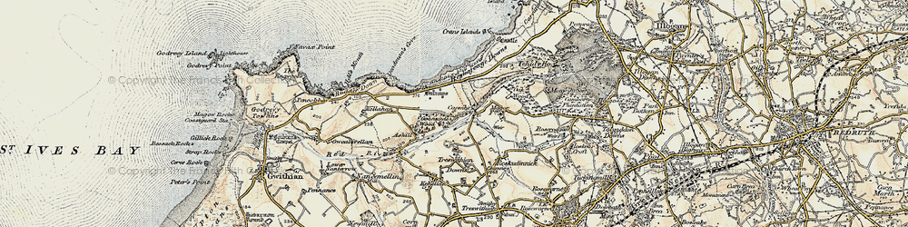 Old map of Coombe in 1900