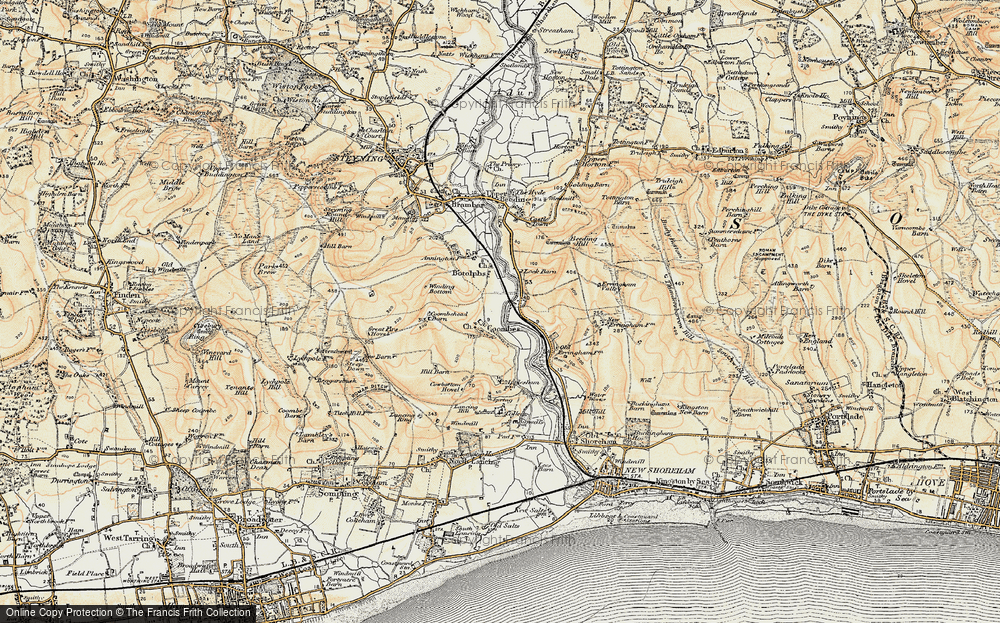 Old Map of Coombes, 1898 in 1898