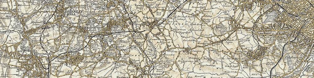 Old map of Coombeswood in 1901-1902