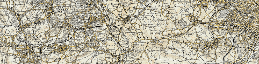 Old map of Dudley Canal in 1901-1902