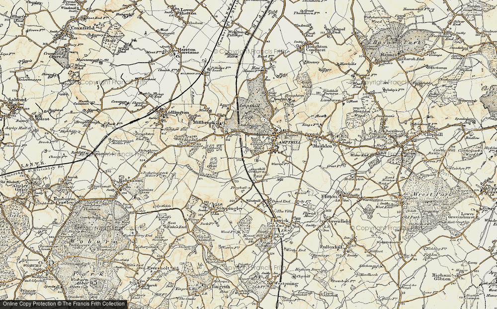 Old Map of Historic Map covering Ampthill Grange in 1898-1901