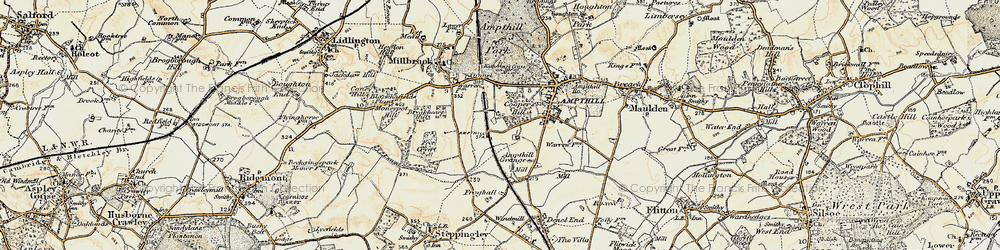 Old map of Ampthill Grange in 1898-1901
