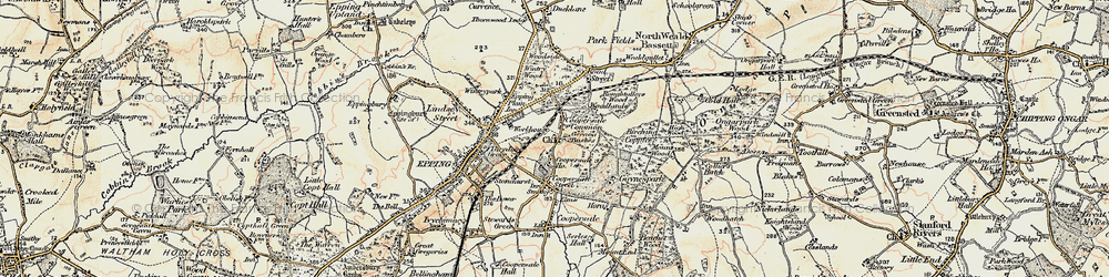 Old map of Coopersale Common in 1897-1898