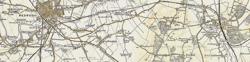 Old map of Cople in 1898-1901
