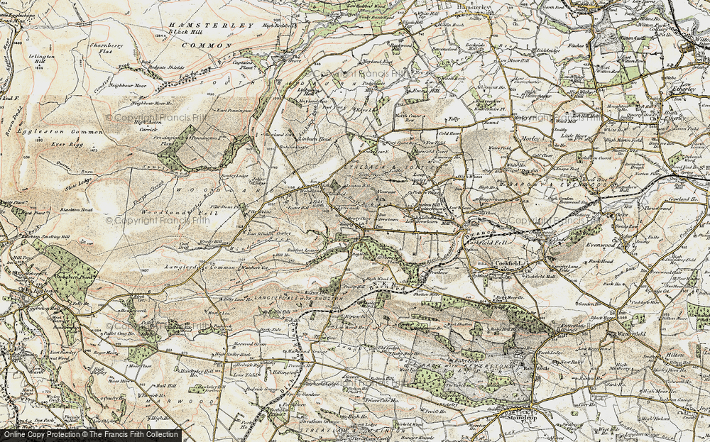 Old Map of Historic Map covering Burfoot Leazes in 1903-1904