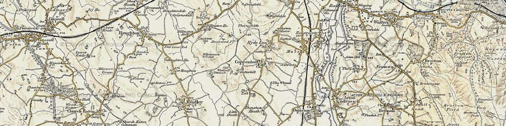 Old map of Coppenhall in 1902