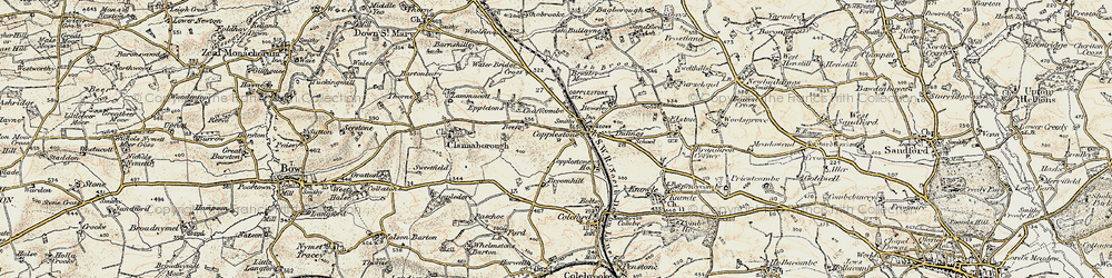 Old map of Copplestone in 1899-1900