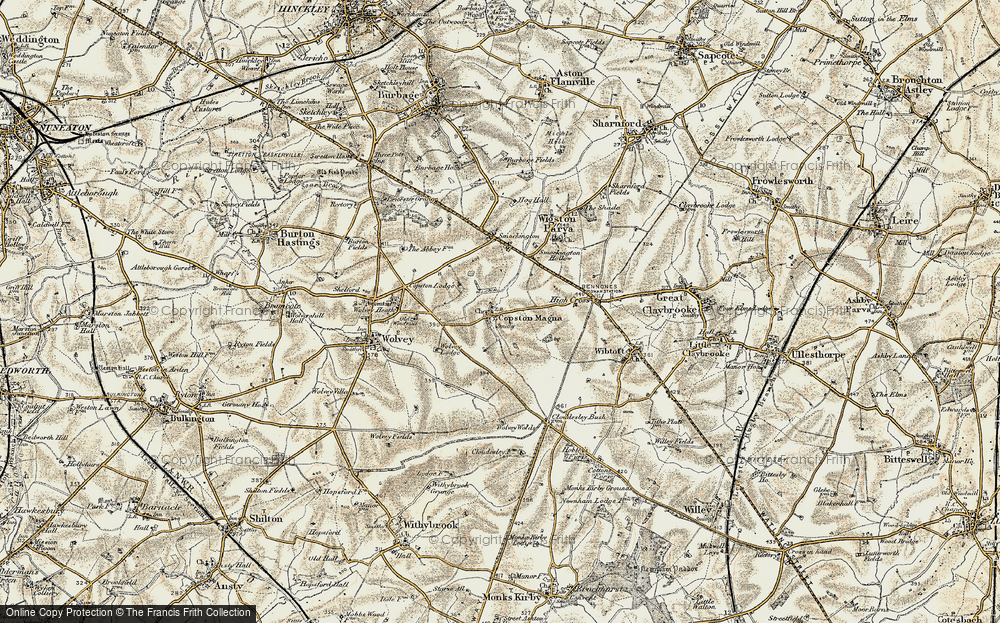 Old Map of Copston Magna, 1901-1902 in 1901-1902