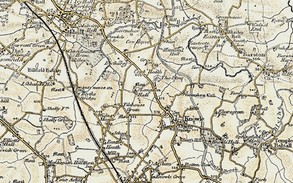 Old map of Copt Heath in 1901-1902