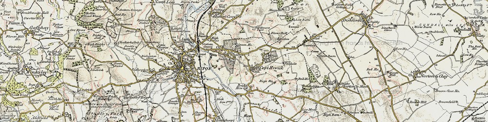 Old map of Copt Hewick in 1903-1904