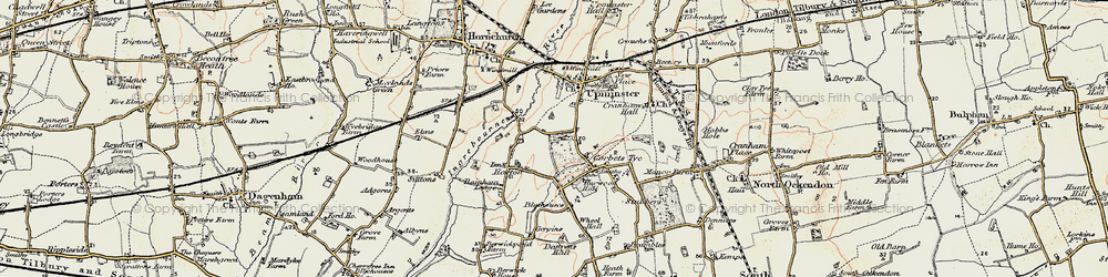 Old map of Corbets Tey in 1897-1898