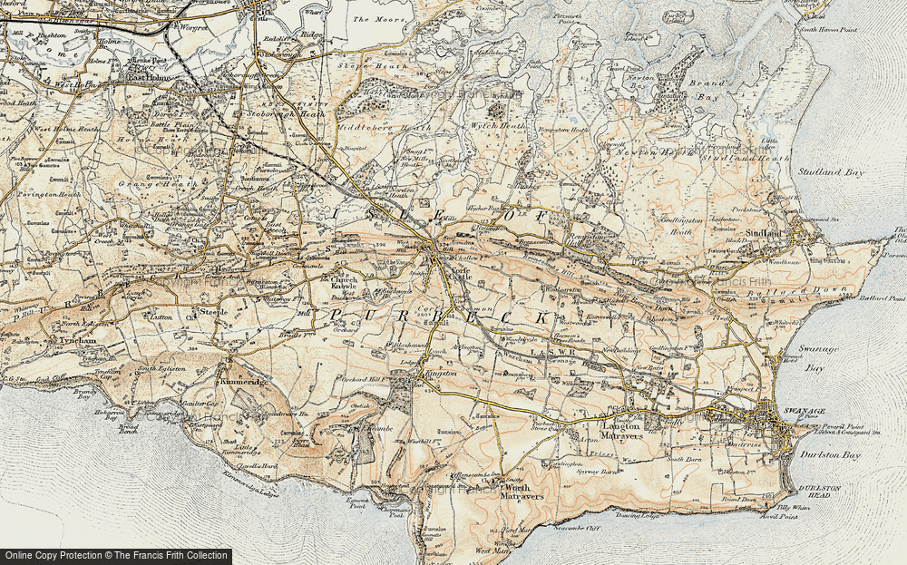 Old Map of Corfe Castle, 1899-1909 in 1899-1909