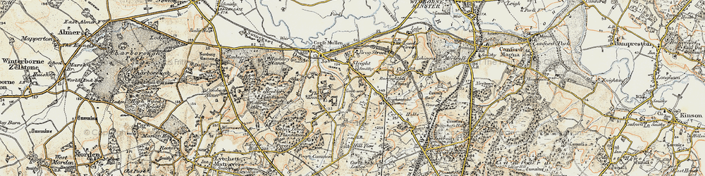 Old map of Corfe Mullen in 1897-1909