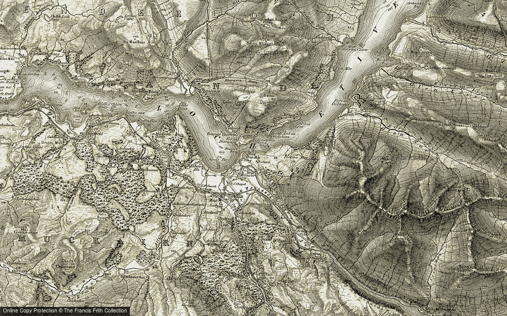 Old Map of Historic Map covering Barran Dubh in 1906-1907