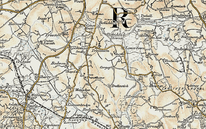 Old map of Bokiddick Downs in 1900