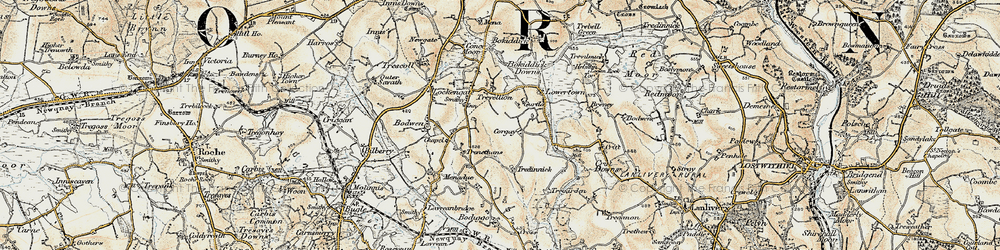 Old map of Bokiddick Downs in 1900