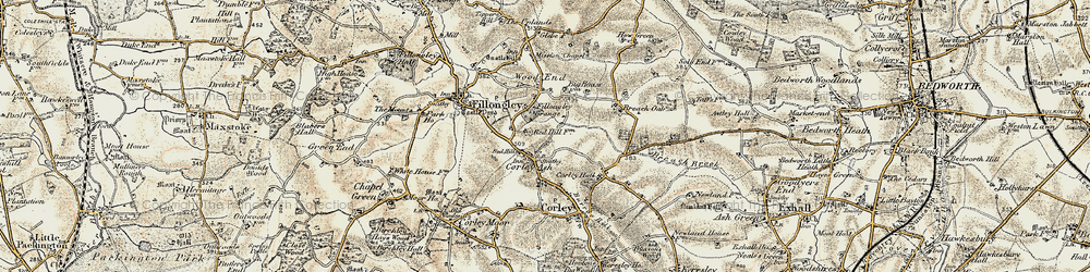 Old map of Corley Ash in 1901-1902