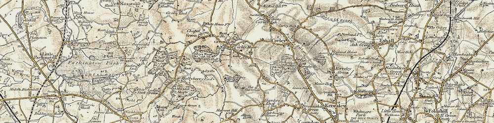 Old map of Corley Moor in 1901-1902