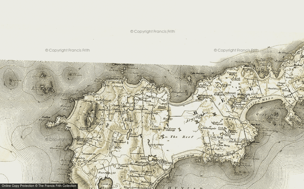 Old Map of Historic Map covering Barna sgeir in 1906-1907