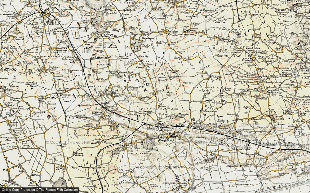 Old Map of Historic Map covering Bradkirk Hall in 1903-1904