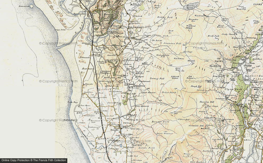 Old Map of Historic Map covering Burn Moor in 1903-1904
