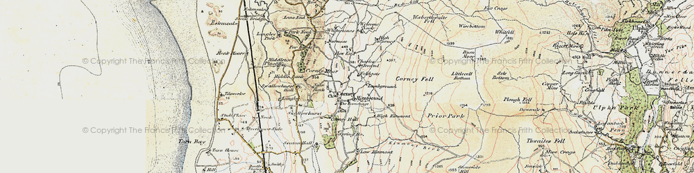Old map of Corney in 1903-1904