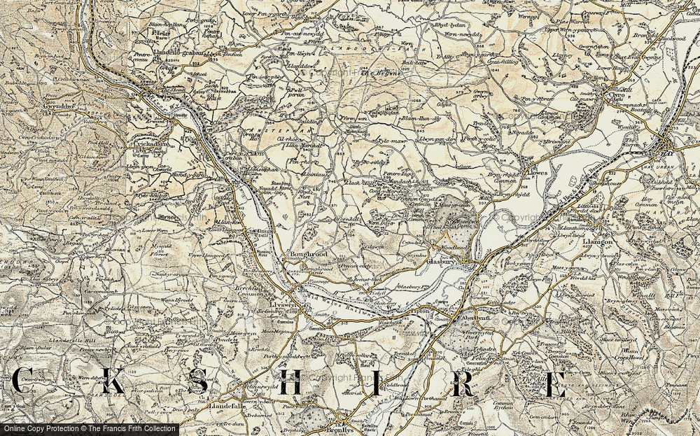 Old Map of Historic Map covering Brynsifiog in 1900-1902