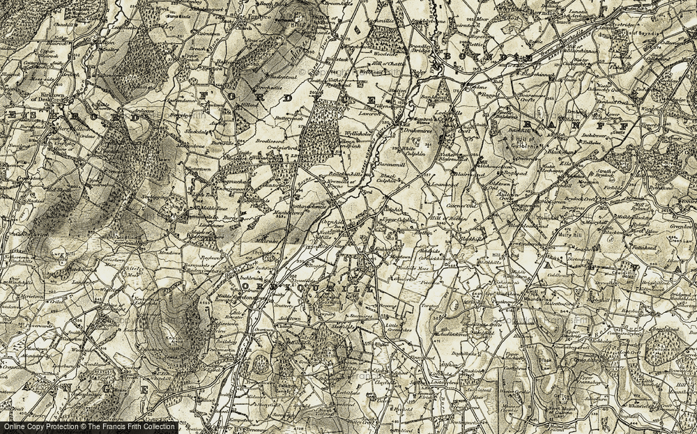Old Map of Historic Map covering Burn of Boyne in 1910