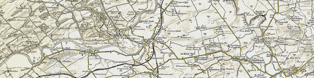 Old map of Cornhill on-Tweed in 1901-1904