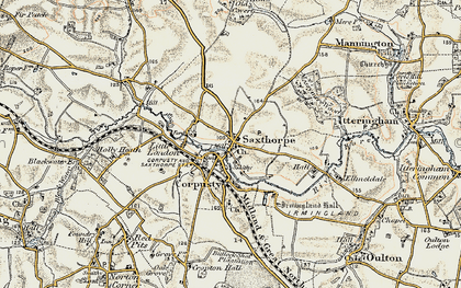 Old map of Corpusty in 1901-1902