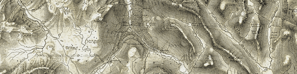 Old map of Abhainn Droma in 1908-1912