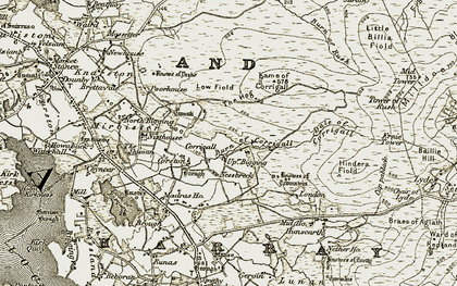 Old map of Burn of Rusht in 1911-1912