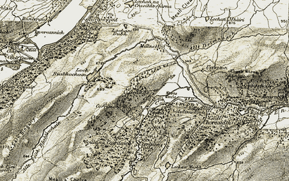 Old map of Allt Glac na Doimhne in 1908-1912