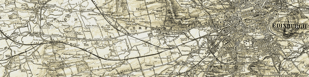 Old map of Corstorphine in 1903-1904
