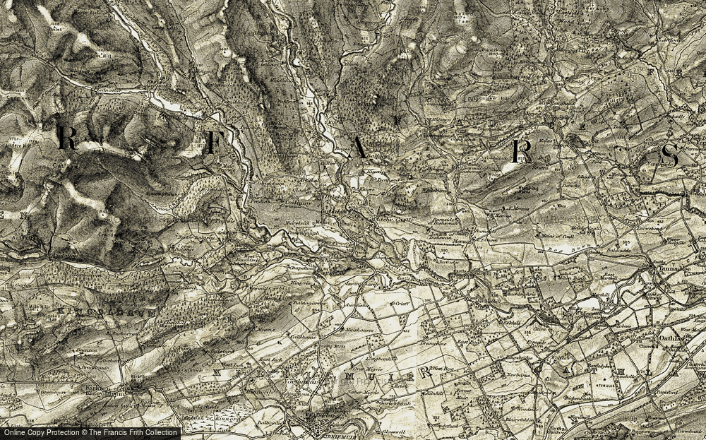 Old Map of Cortachy, 1907-1908 in 1907-1908