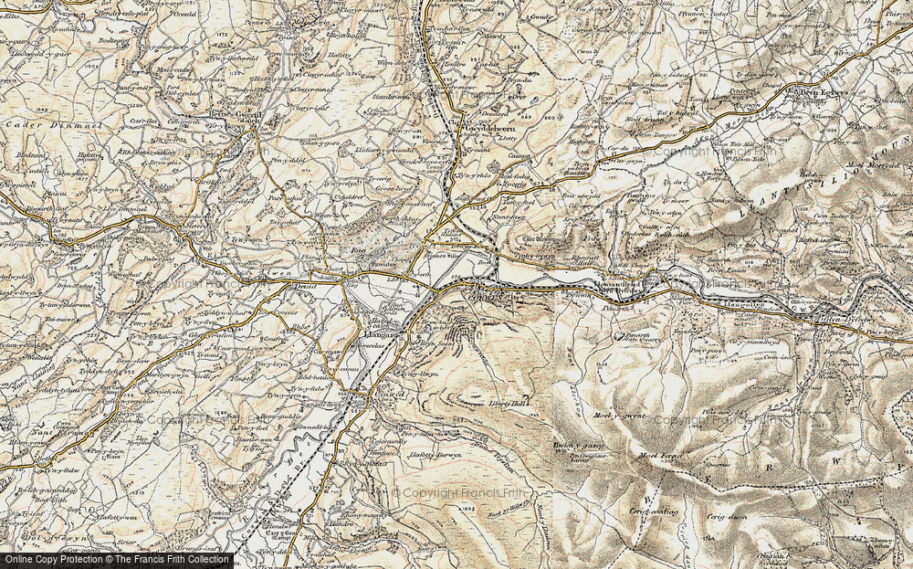 Old Map of Historic Map covering Bryn-llus in 1902-1903