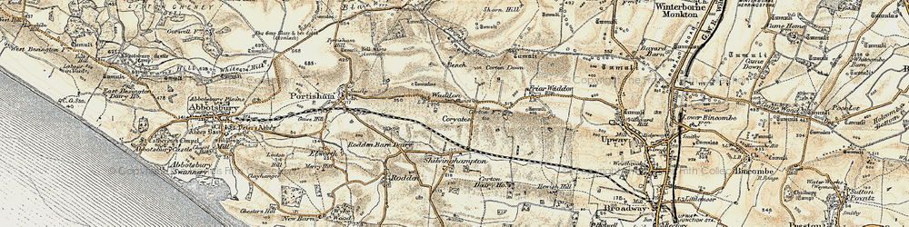 Old map of Friar Waddon in 1899