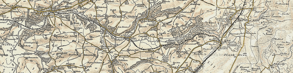 Old map of Coryton in 1899-1900