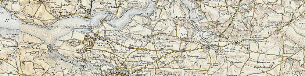 Old map of Cosheston in 1901-1912