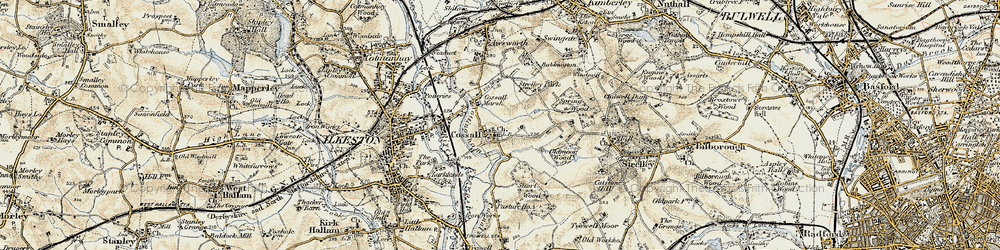 Old map of Cossall in 1902-1903
